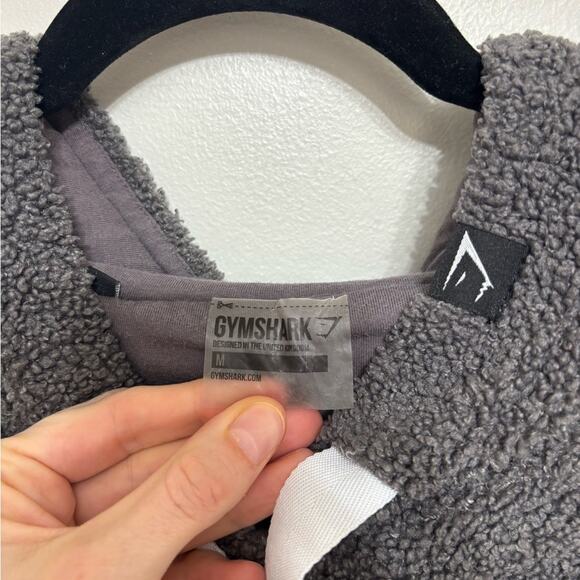 GYMSHARK Borg Cropped Hoodie in Gray Sherpa - Size M - Picture 7 of 7